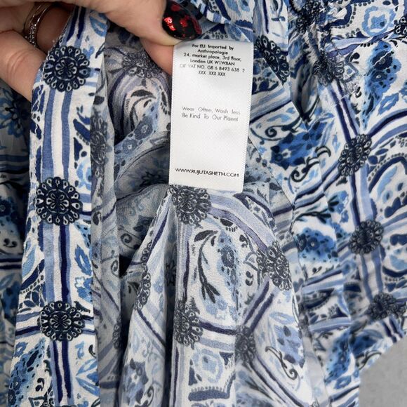 Rujuta Sheth Dress Womens One Size Blue Boho Maxi Kimono Coastal Resort Flowy - Picture 7 of 14